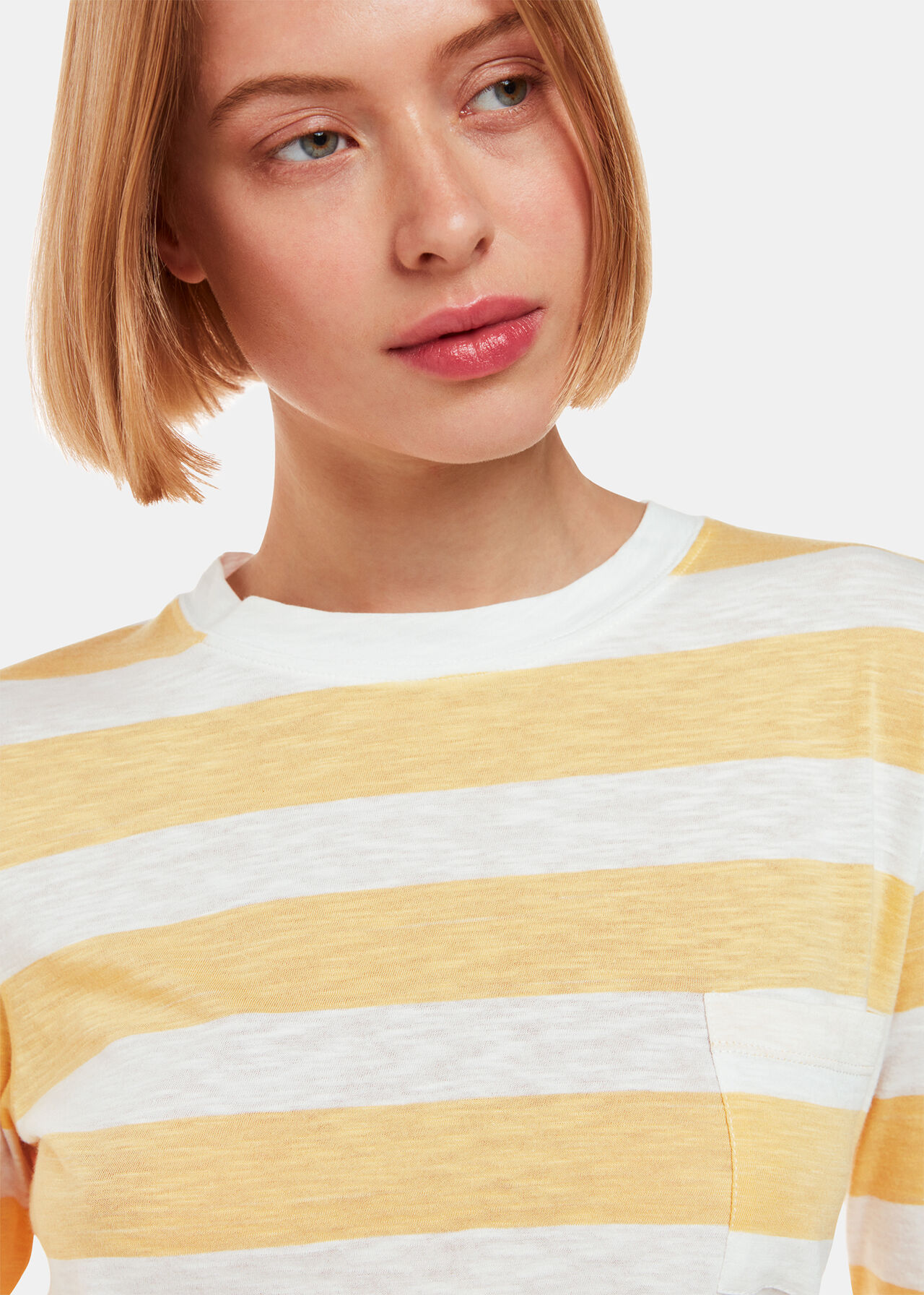 Stripe Crew Neck Pocket Top