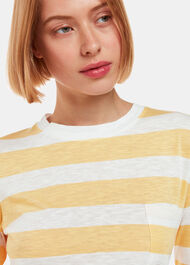 Stripe Crew Neck Pocket Top
