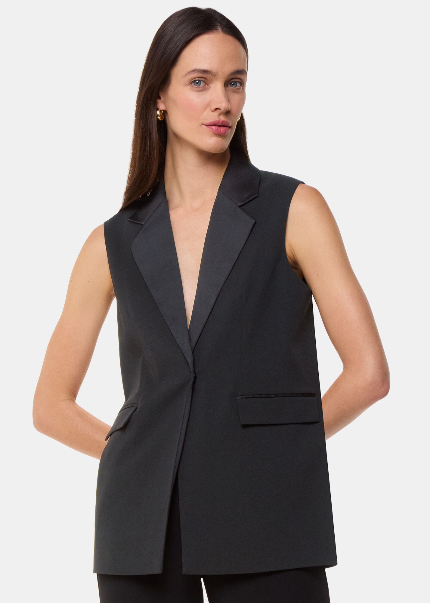Black Hilda Tuxe Tailored Waistcoat | WHISTLES | Whistles US |