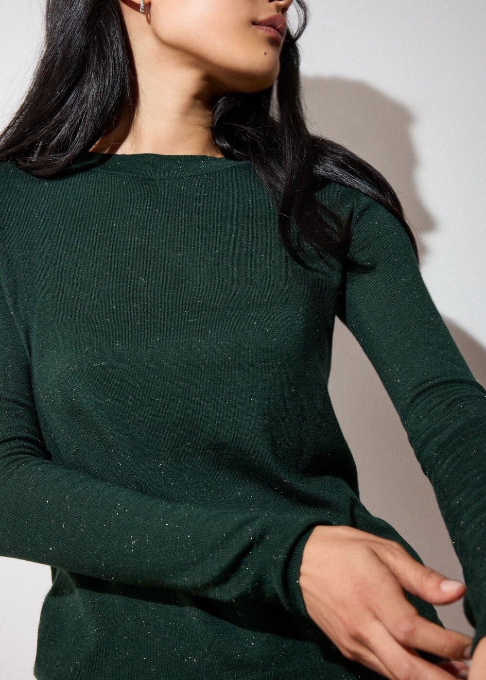 Dark Green Annie Sparkle Crew Neck