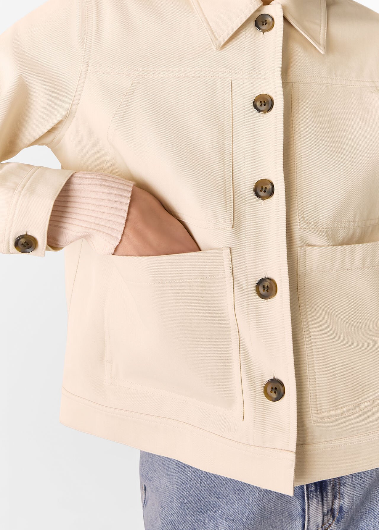 Whistles Neutral Mia Pocket Detail Jacket