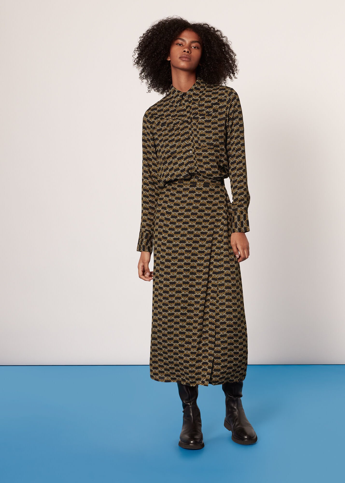 Warehouse zebra print top midi shirt dress