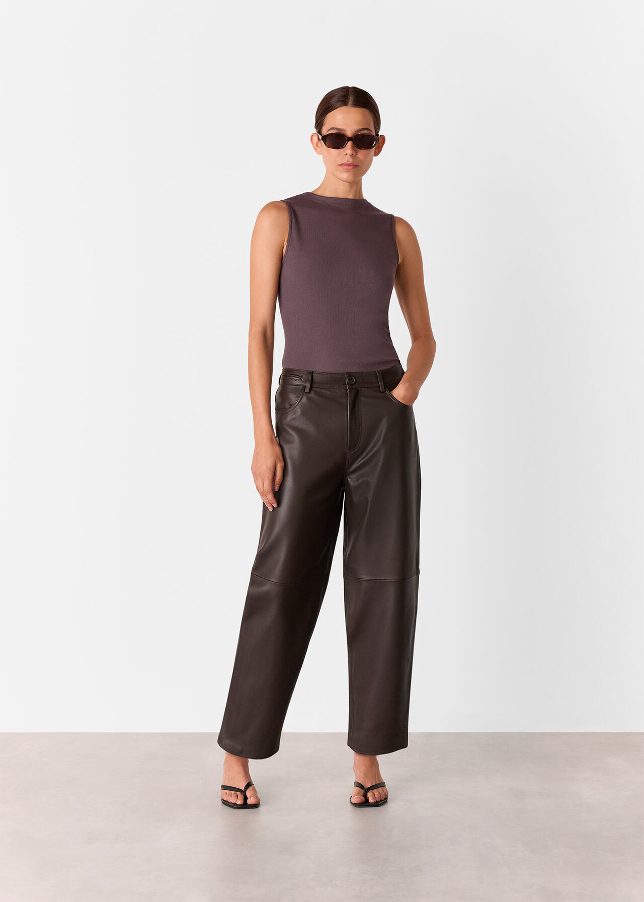High Neck Rib Detail Tee