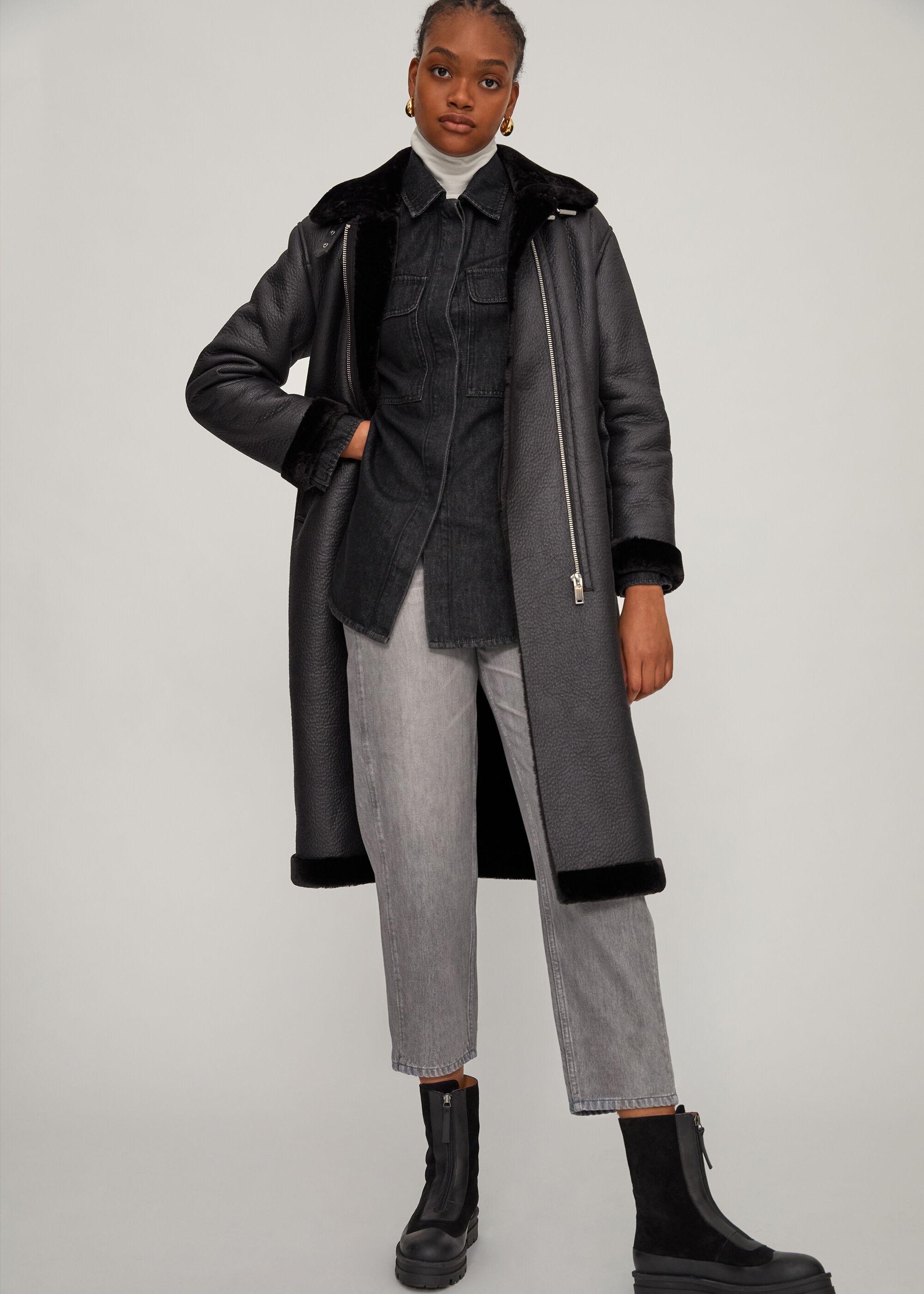 Whistles longline faux fur biker hot sale