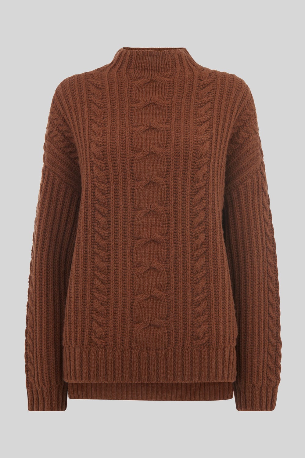 Oversized Chunky Cable Sweater Brown