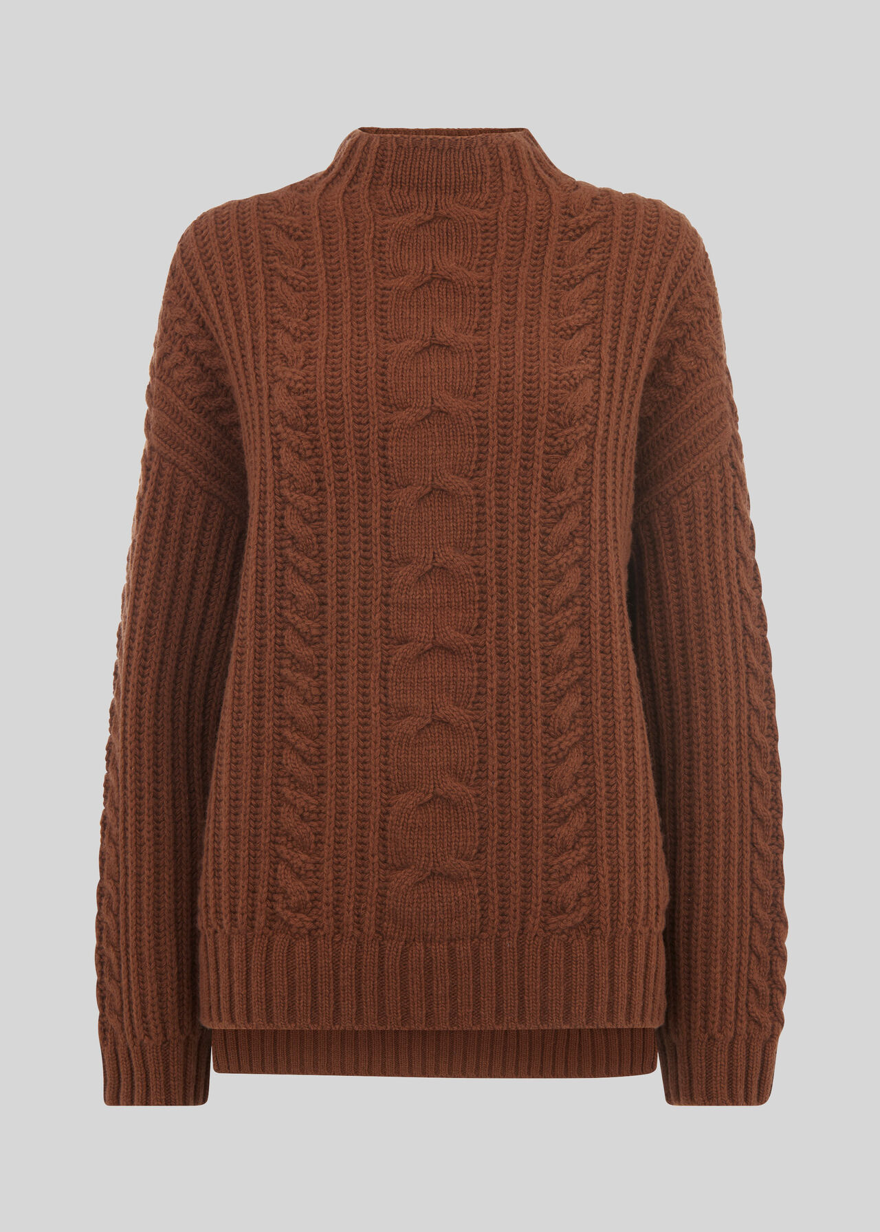 Oversized Chunky Cable Sweater Brown