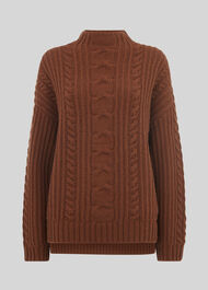 Oversized Chunky Cable Sweater Brown