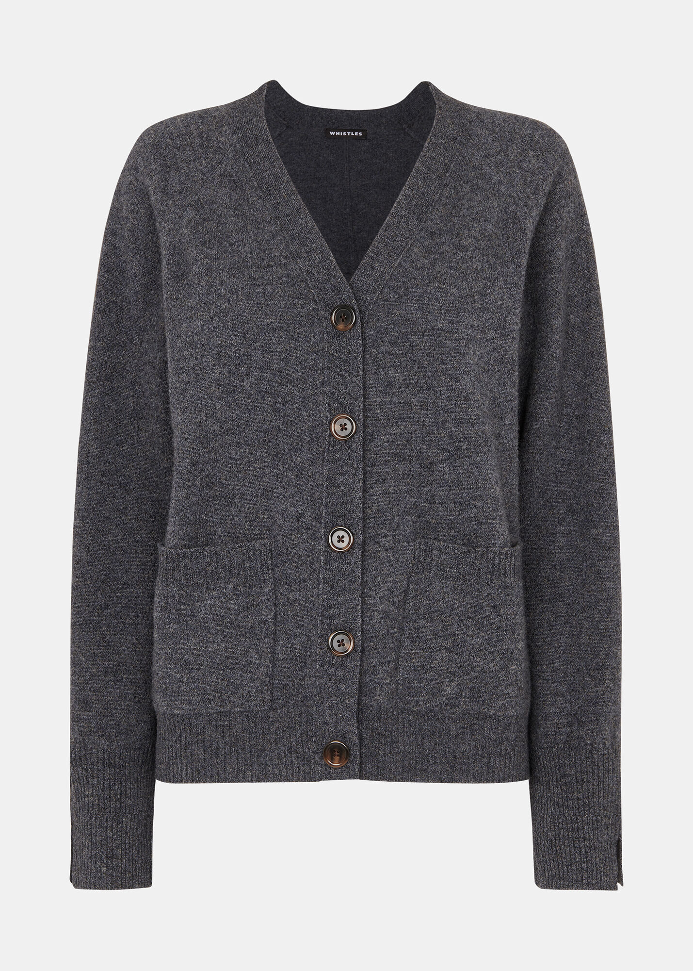 Dark Grey Wool Relaxed Pocket Cardigan