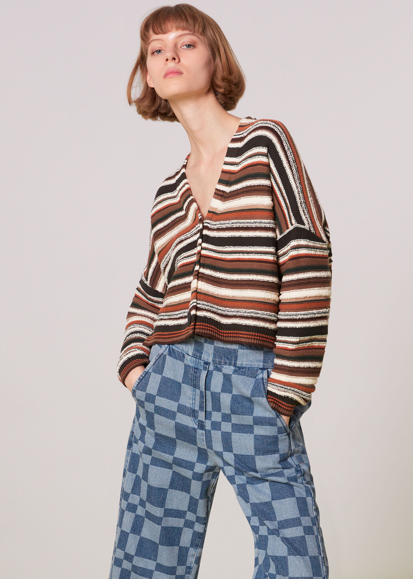 Multicolour Winnie Stripe Knitted Cardigan WHISTLES