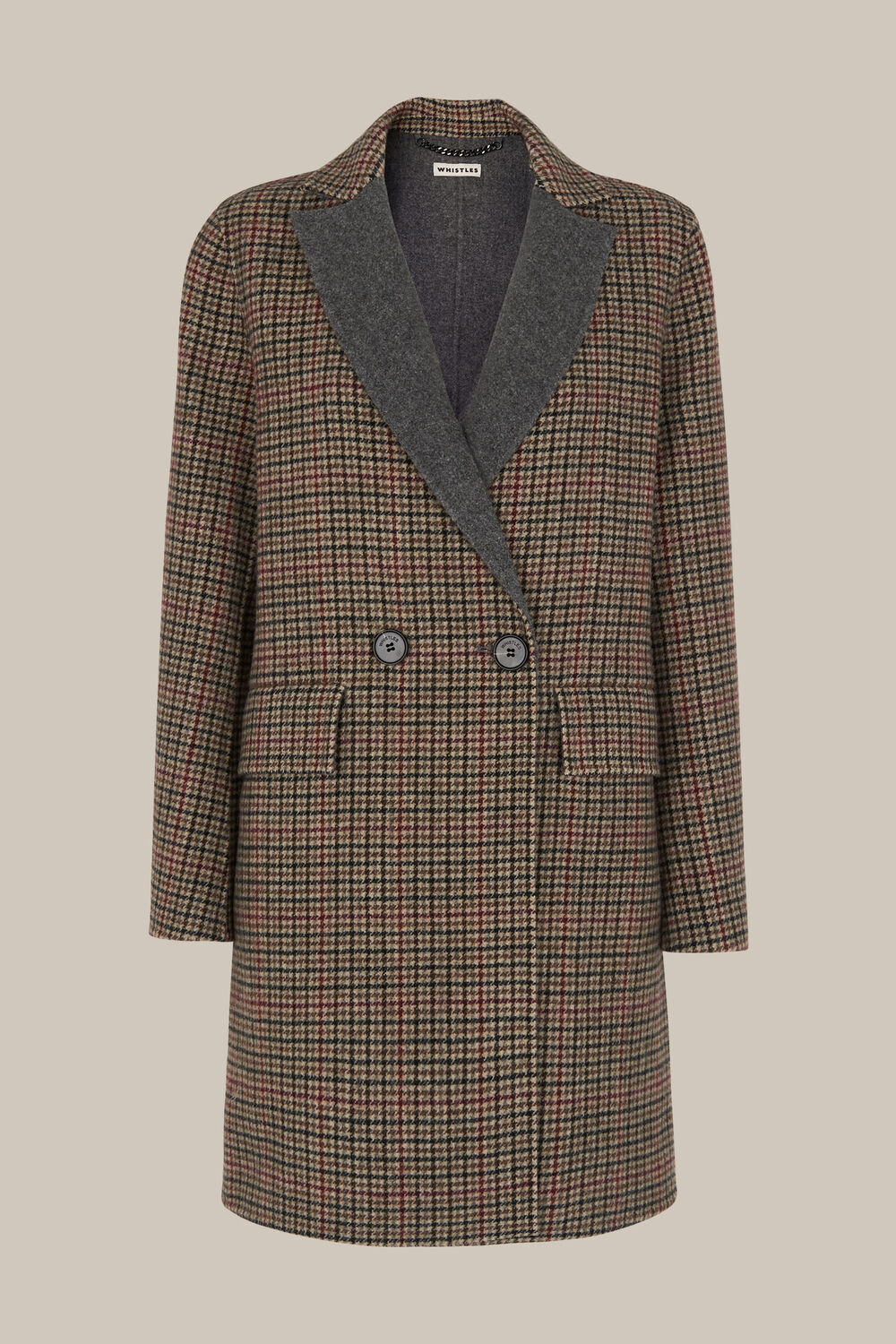 Check Double Faced Short Coat Multicolour