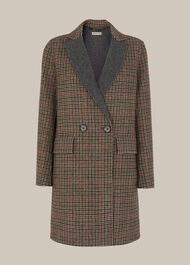 Check Double Faced Short Coat Multicolour
