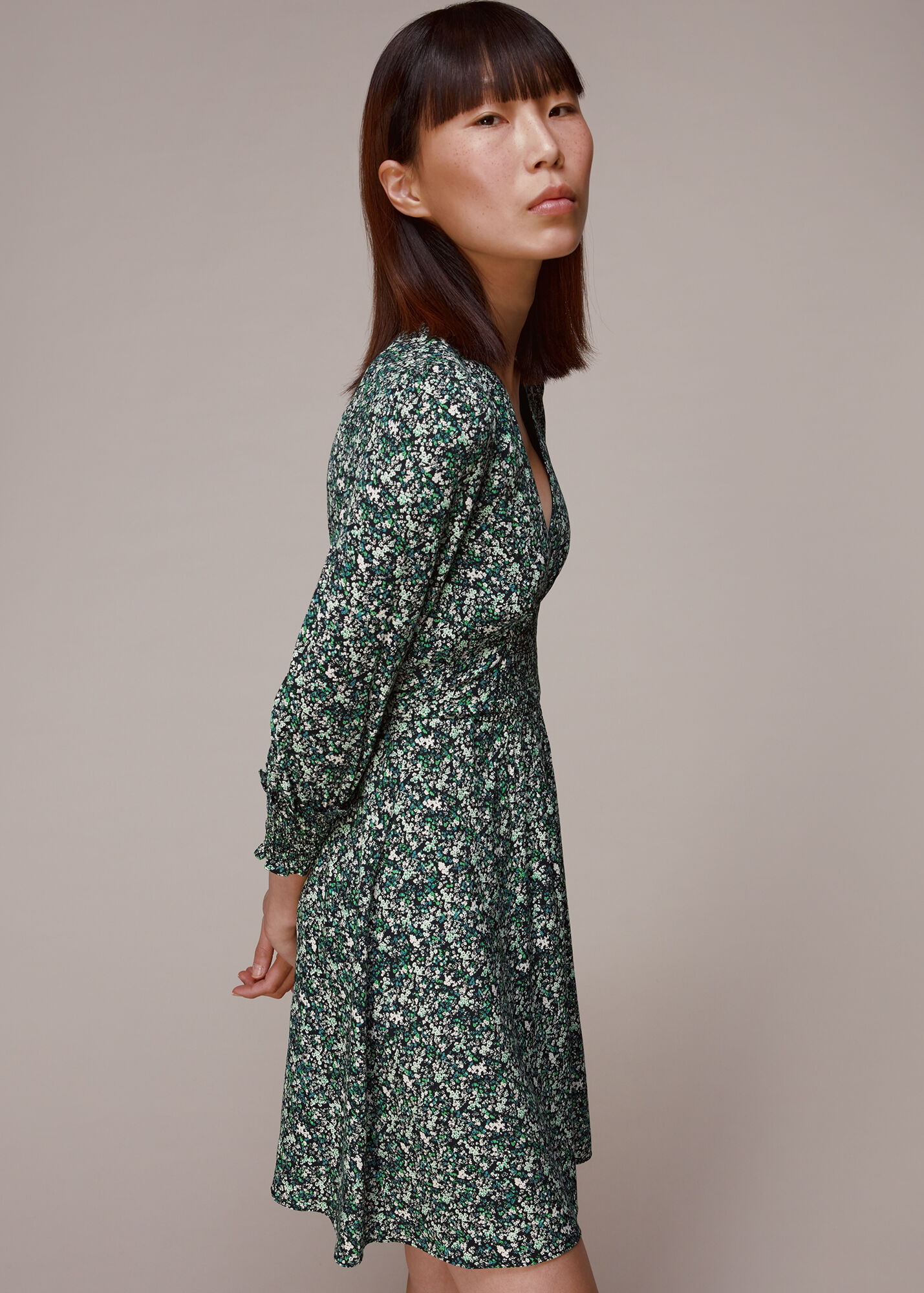 Green/Multi Edie Midnight Garden Dress WHISTLES Whistles UK