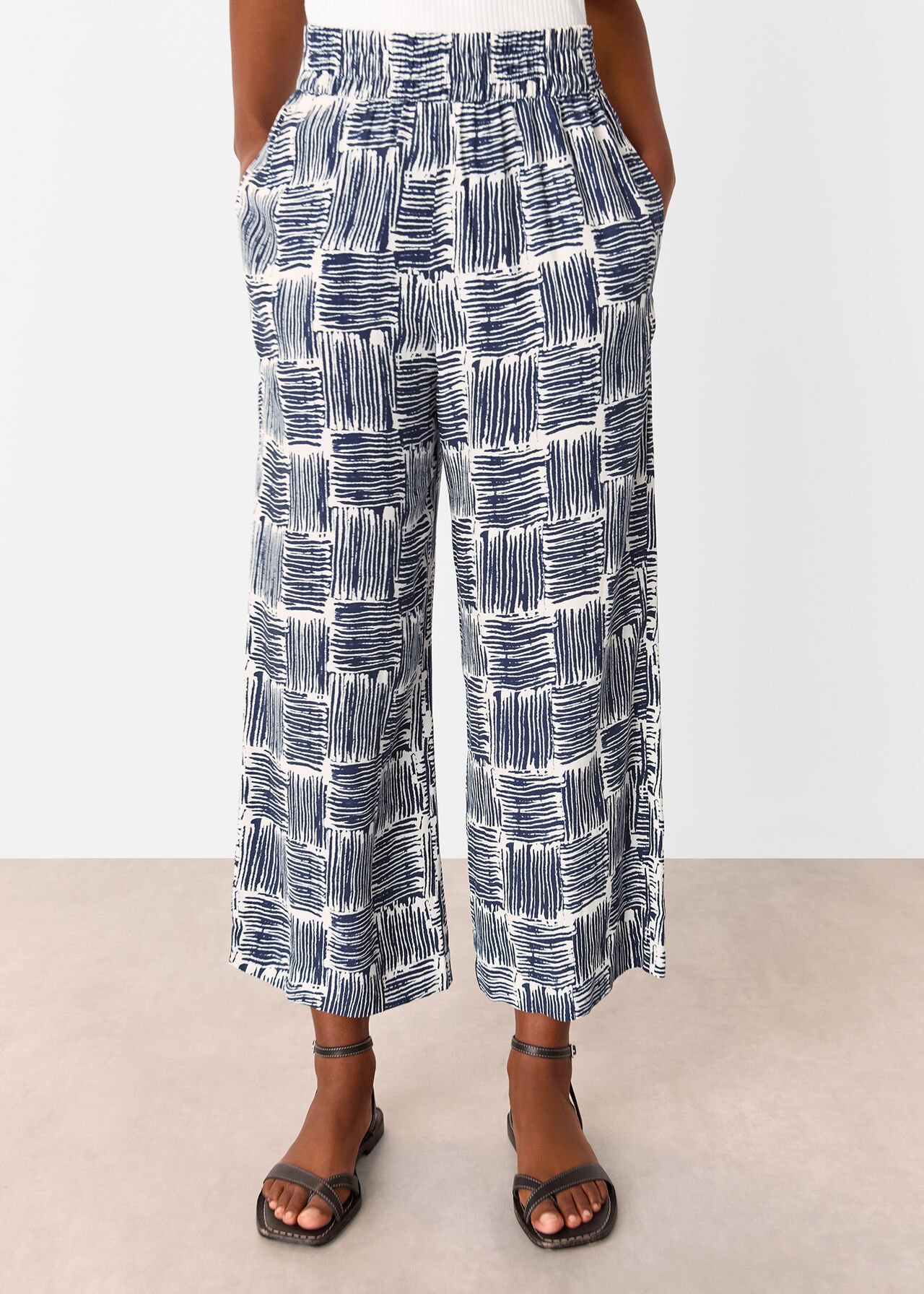 Hatch Squares Cropped Trouser