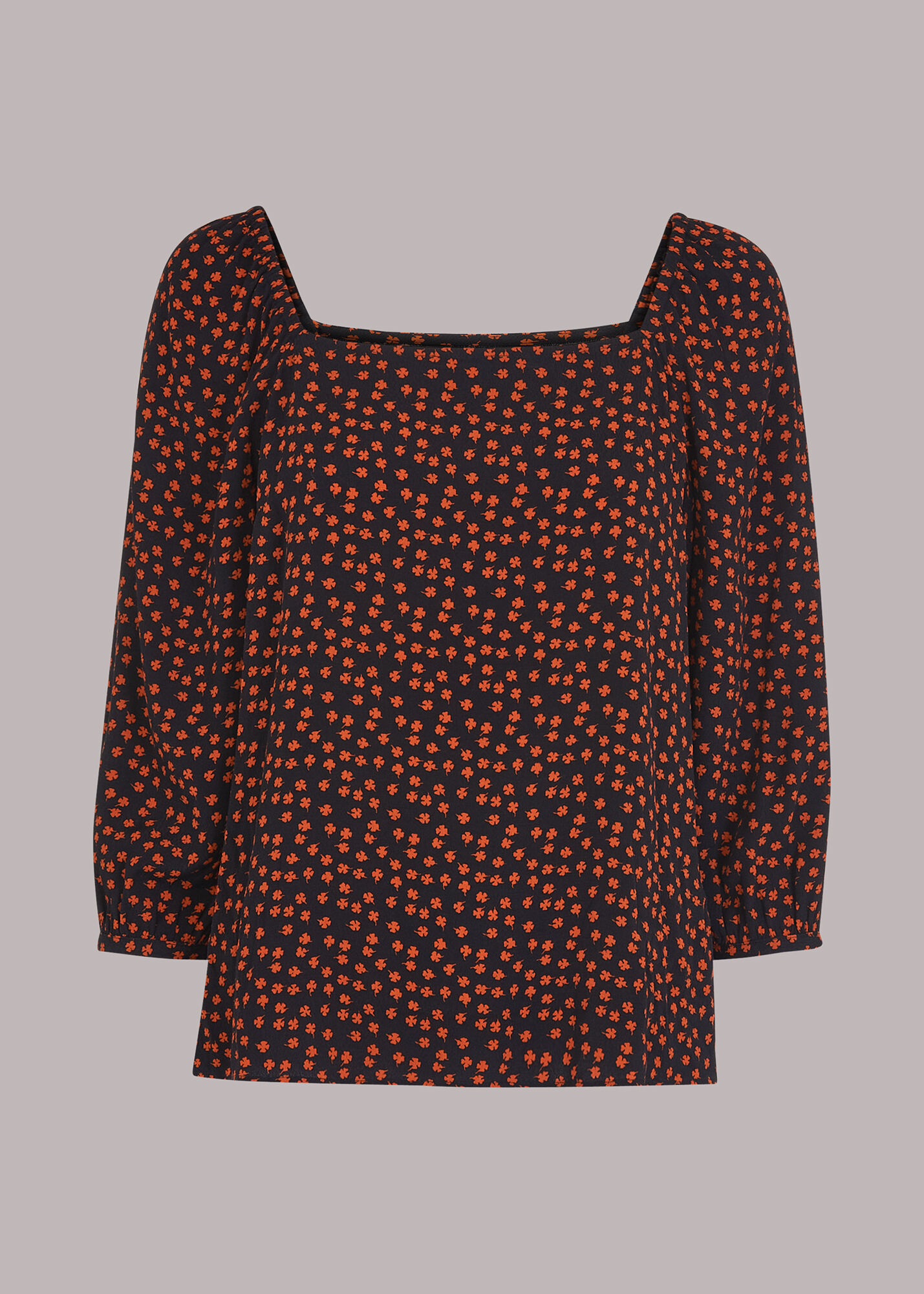 mint velvet orange spotted square neck top
