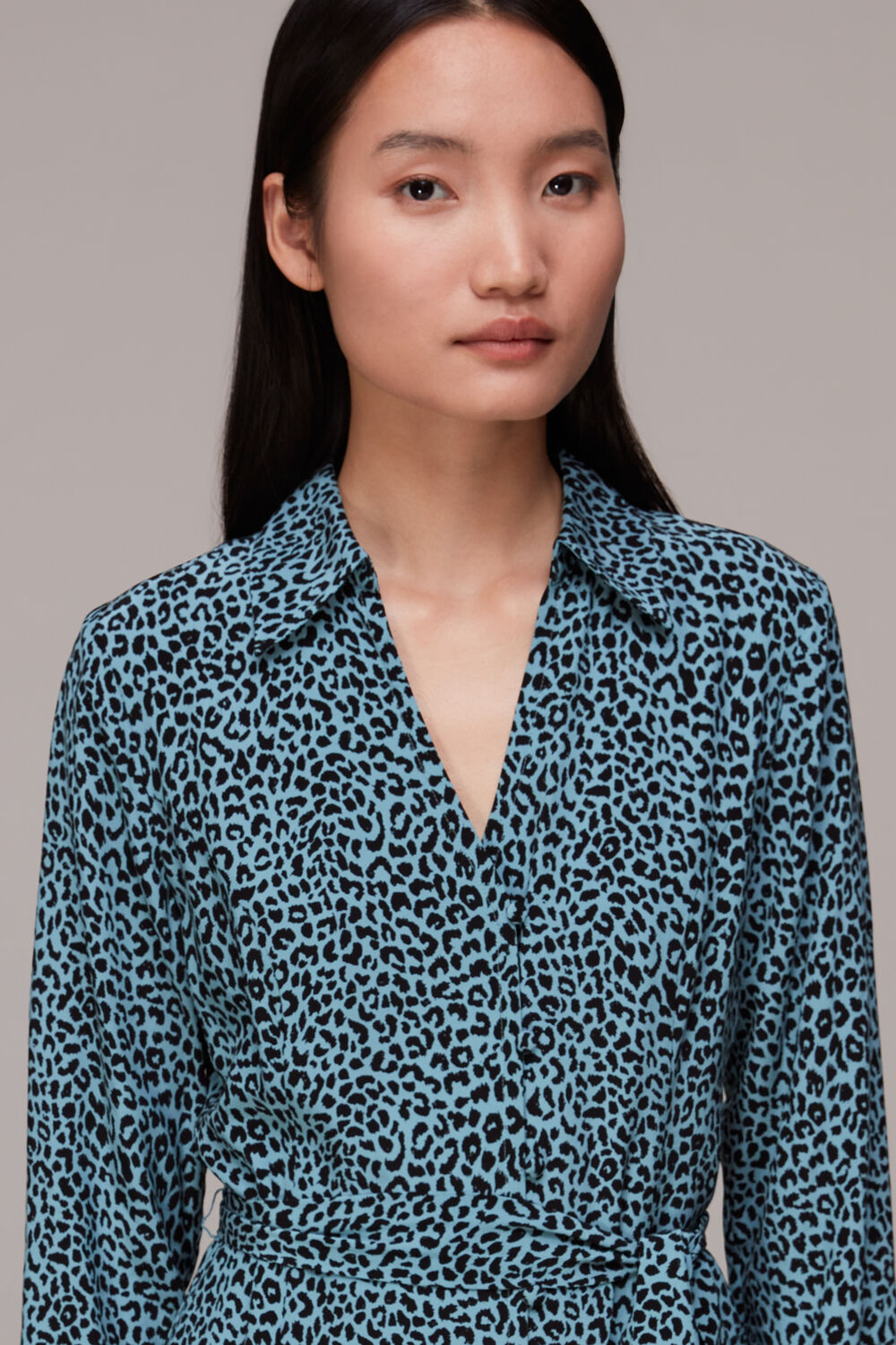 Contrast Leopard Belted Dress