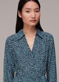 Contrast Leopard Belted Dress