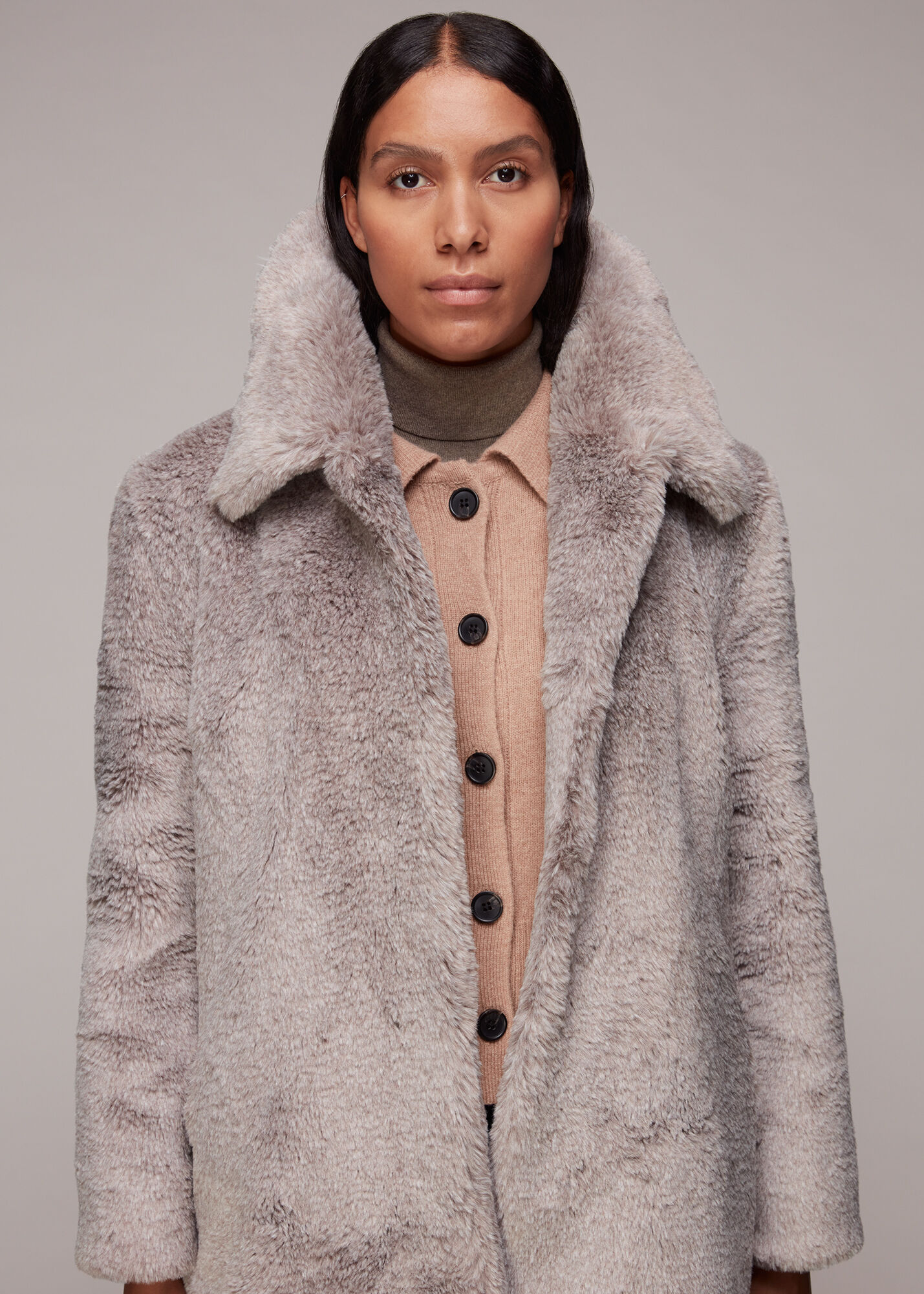 Whistles kumiko faux fur coat outlet