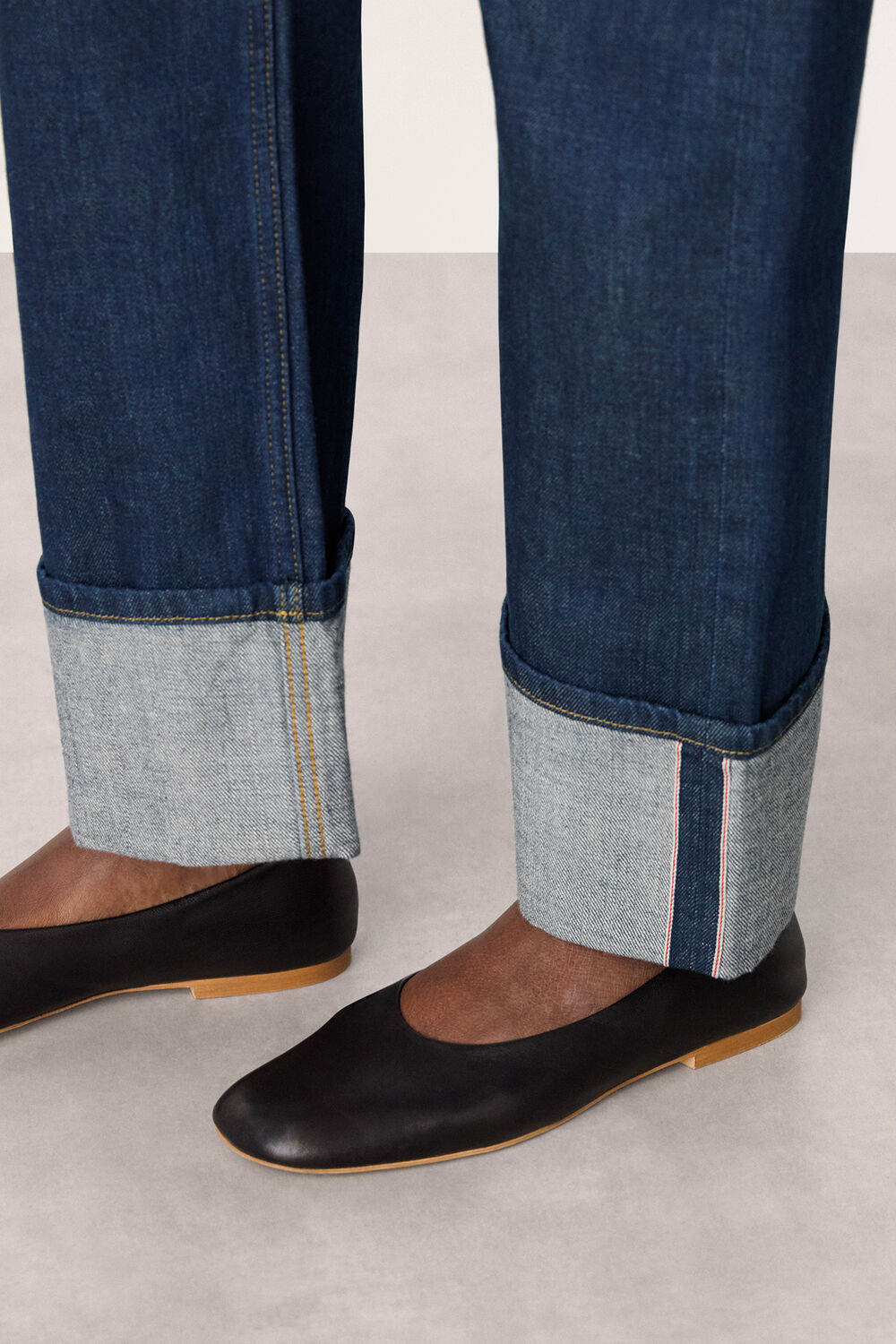 Dark Denim Selvedge Turn Up Detail Jean