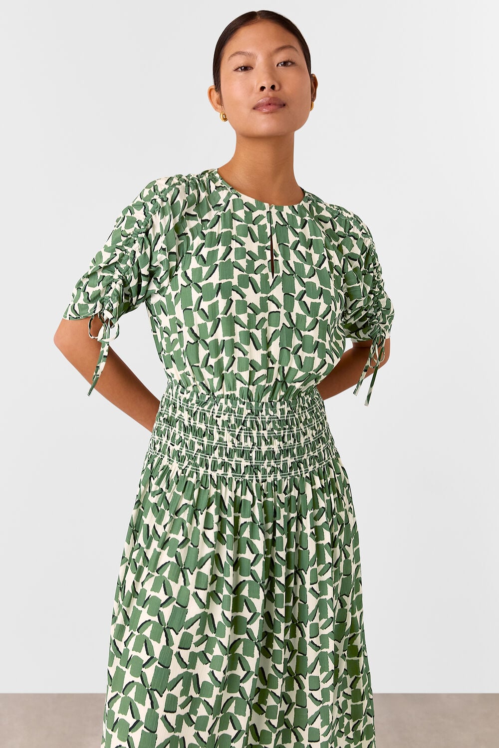 Petite Abstract Squares Midi Dress