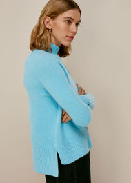Funnel Neck Knit Pale Blue