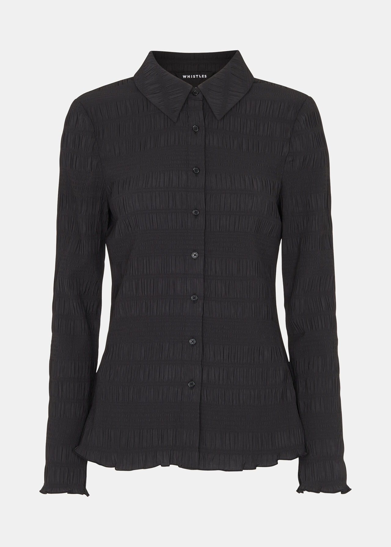 Whistles Black Plisse Shirt | Sleek Modern Essential | Order Now