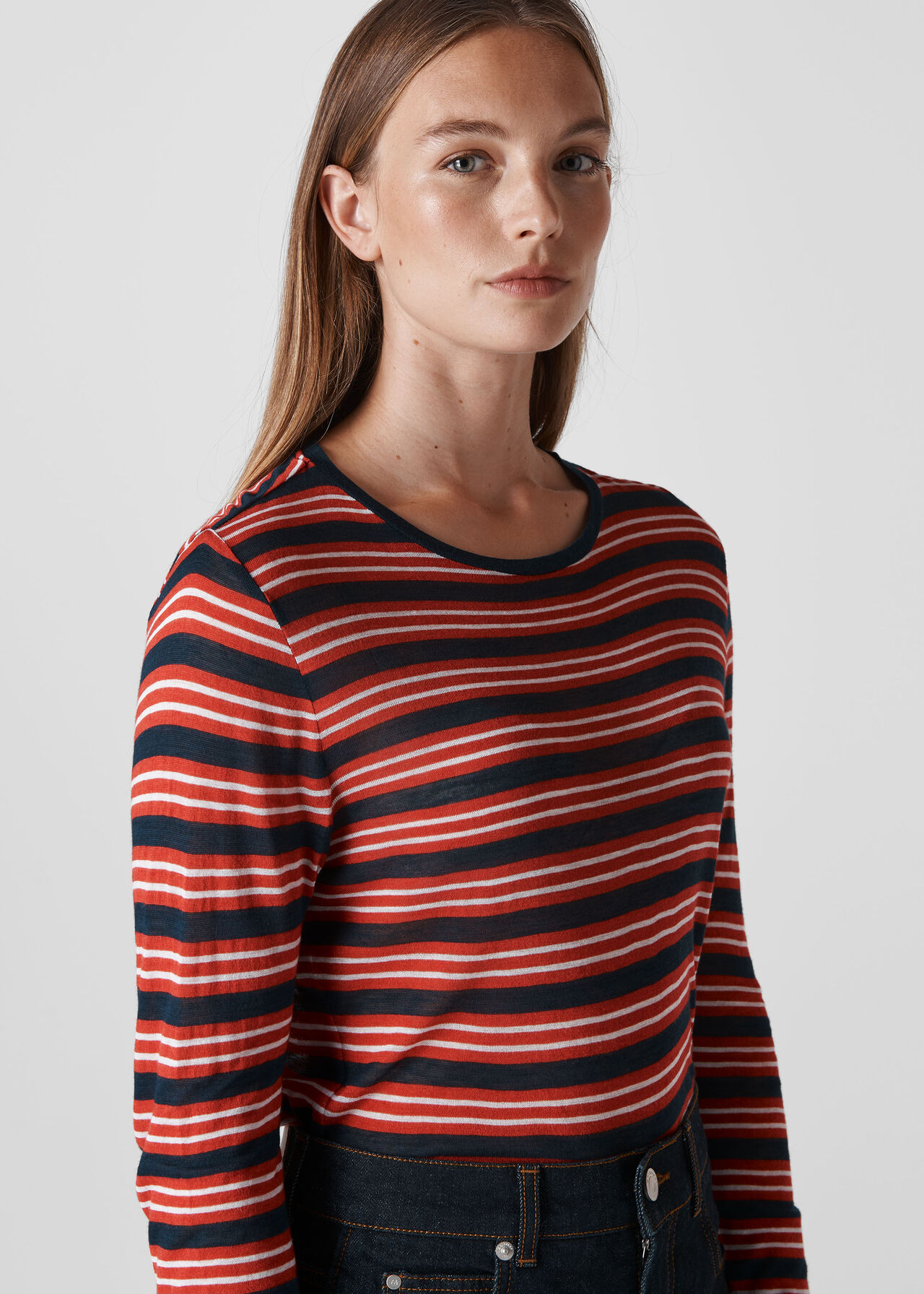 Red/Multi Essential Stripe Top | WHISTLES