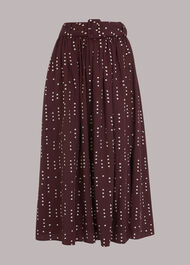 Dash Dot Belted Midi Skirt
