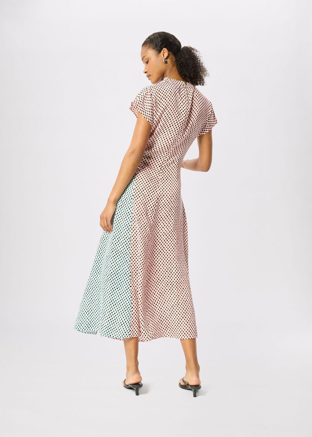 Petite Graphic Check Cowl Neck Dress
