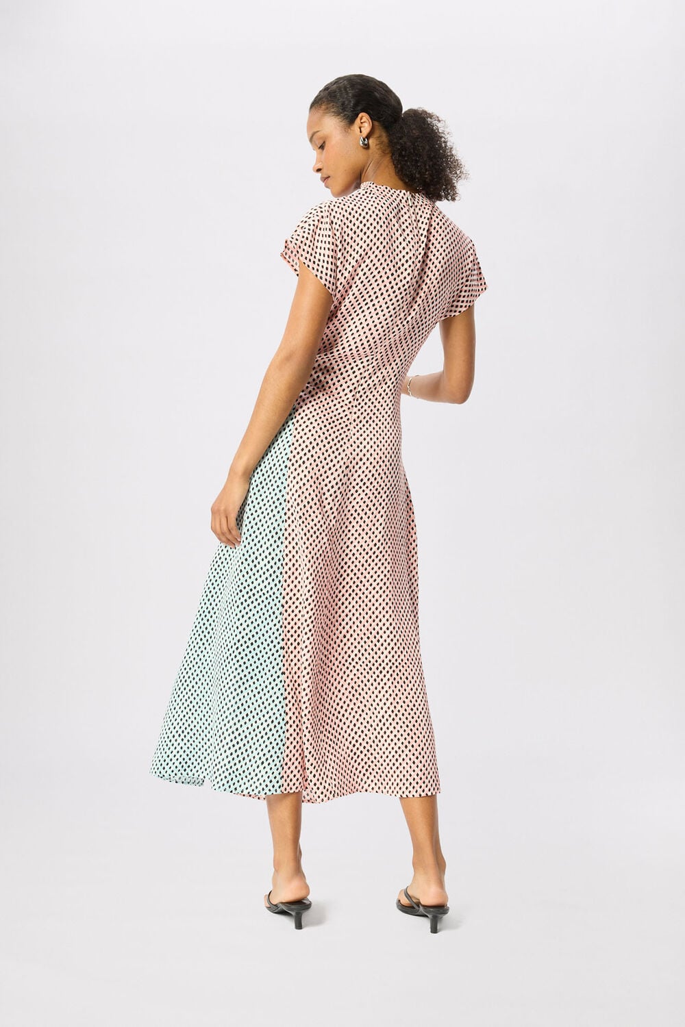 Petite Graphic Check Cowl Neck Dress