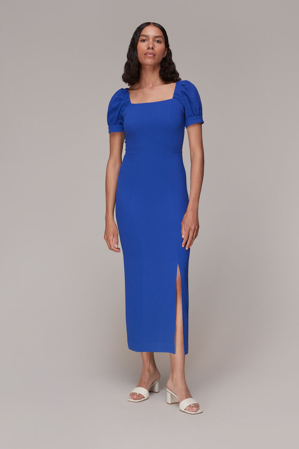 Blue Amber Textured Midi Dress
