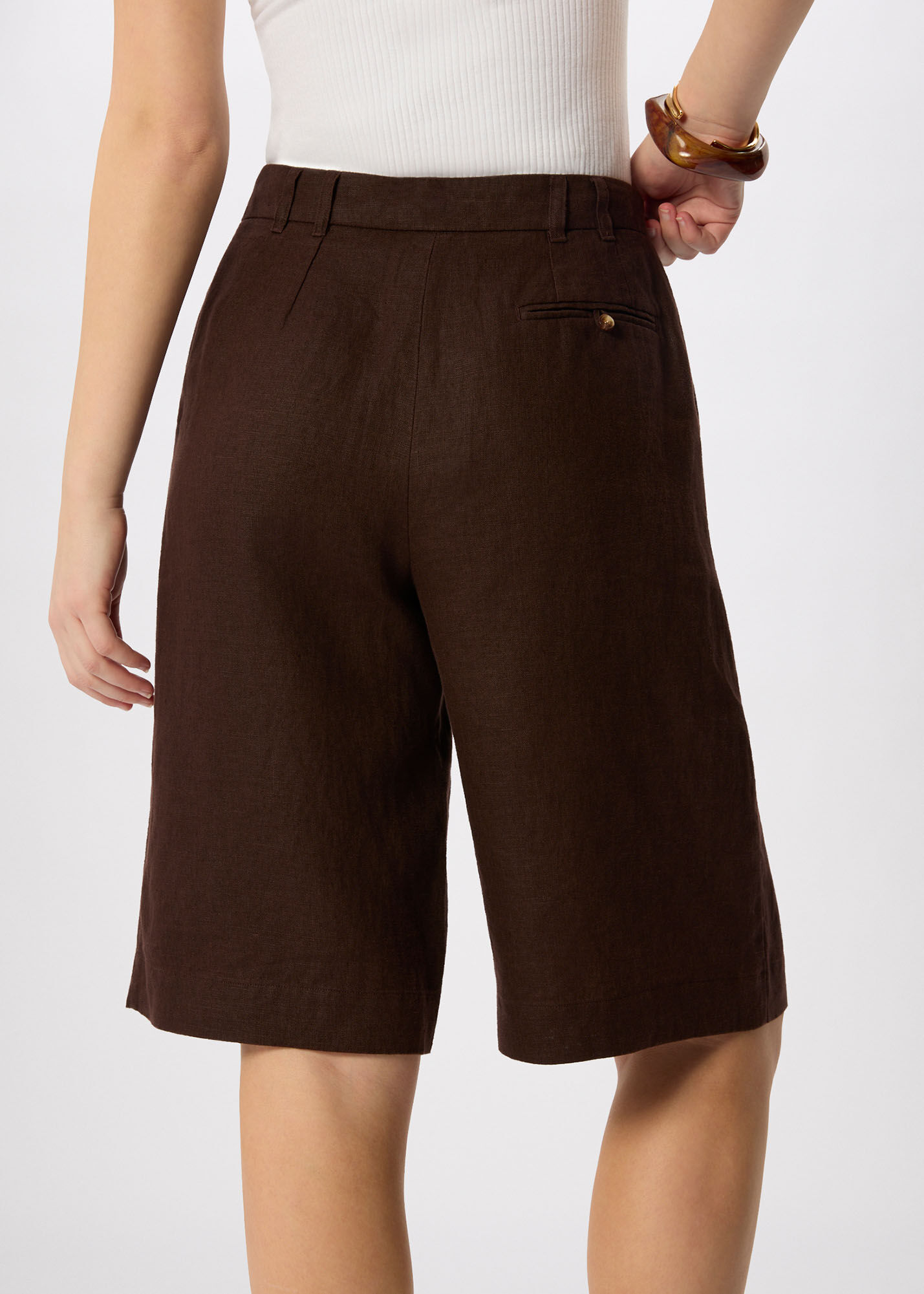Brown Linen Bermuda Short | WHISTLES | Whistles US |