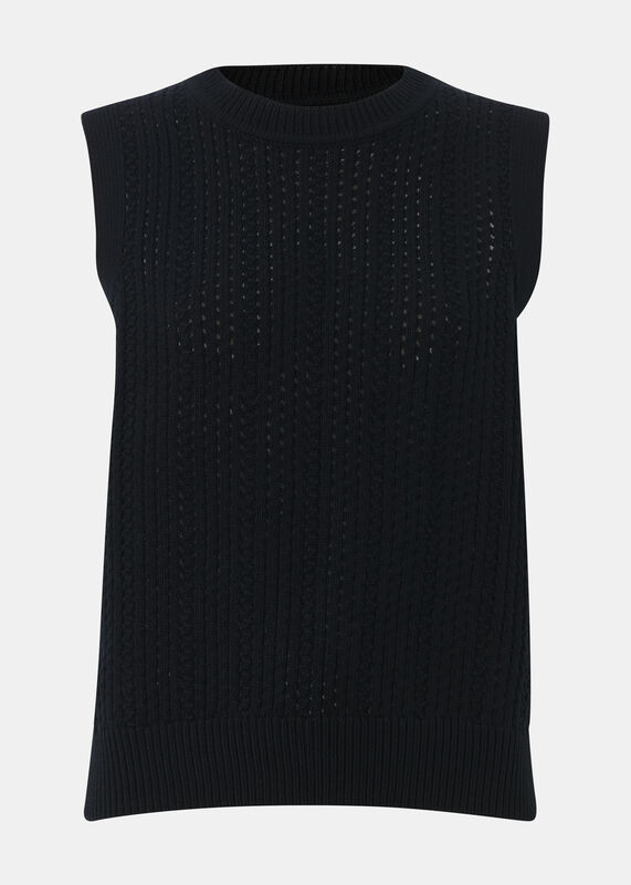 Black Pointelle Knitted Tank