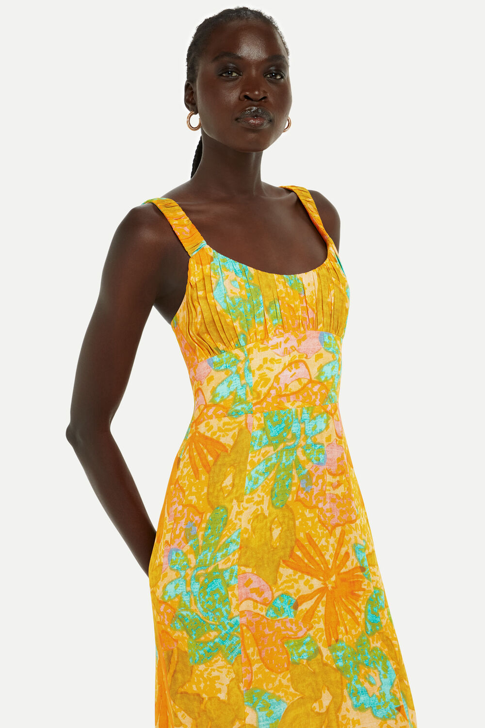 Multicolour Palm Floral Carmel Dress