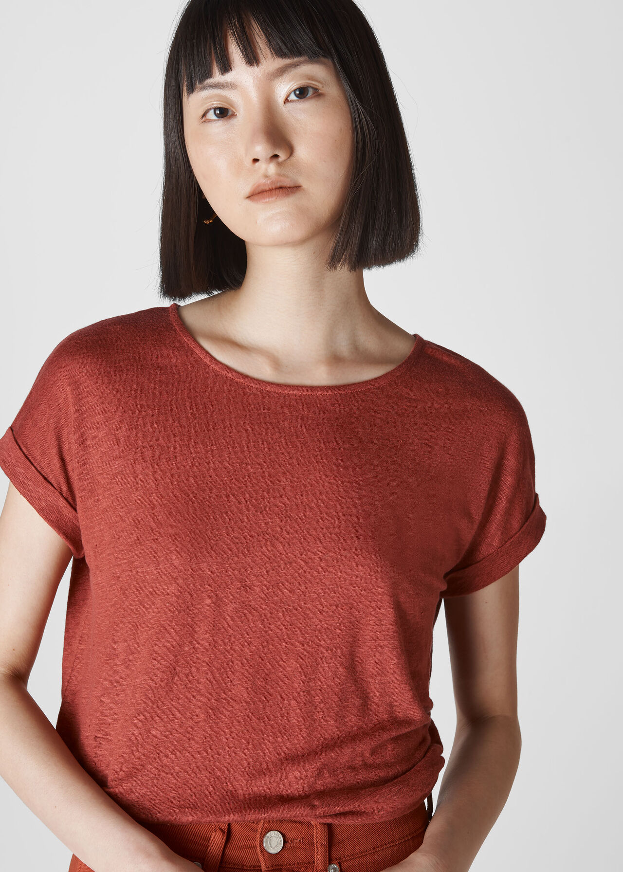 Relaxed Linen Tee Rust