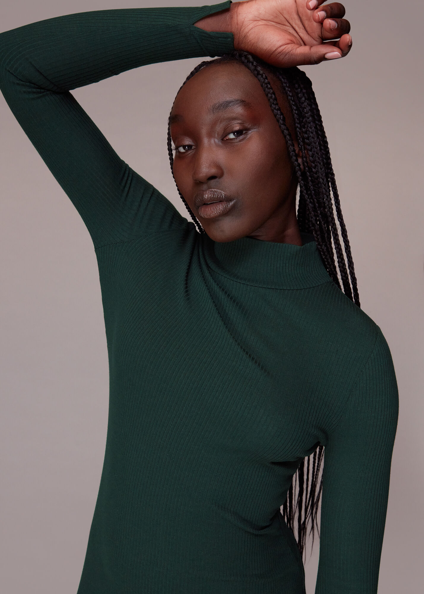 Dark Green Rib Polo Jersey Dress WHISTLES