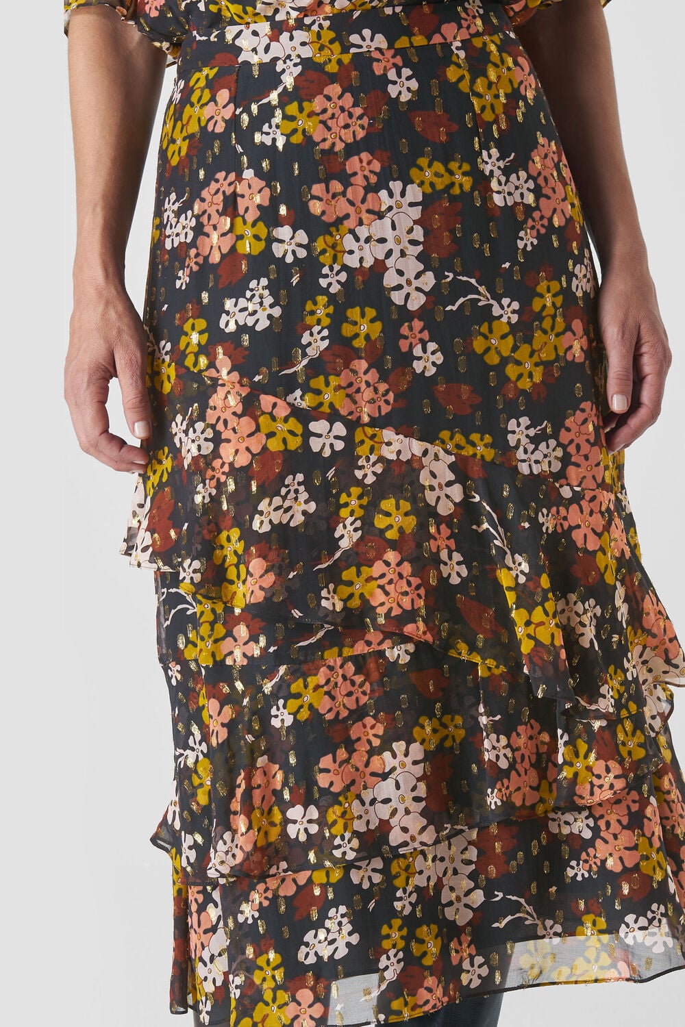 Clover Floral Silk Mix Skirt Multicolour