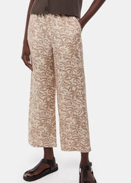 Palm Print Linen Blend Trouser