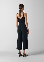 Micro Spot Tie Waist Trouser Navy/Multi