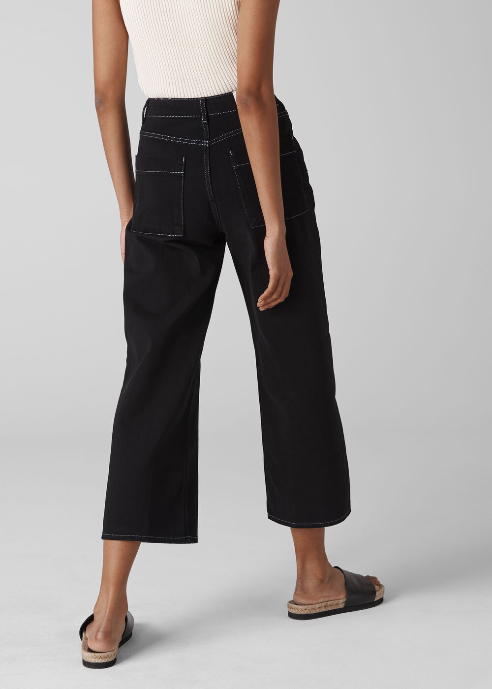 Gabi Contrast Stitch Jean Black