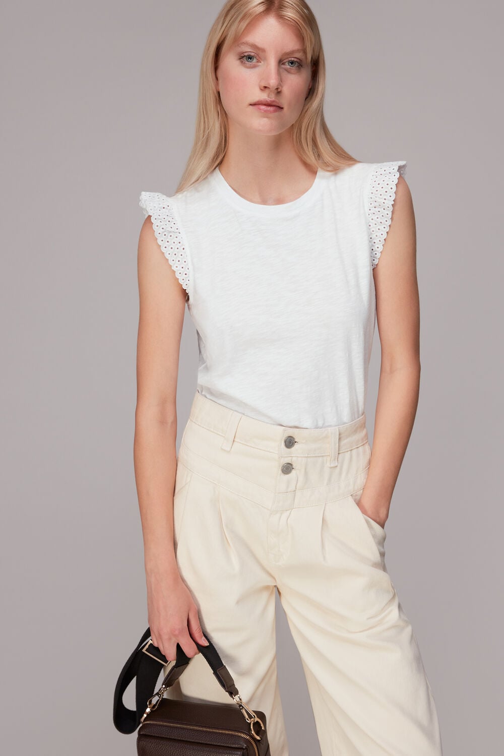 Broderie Frill Sleeve Tee
