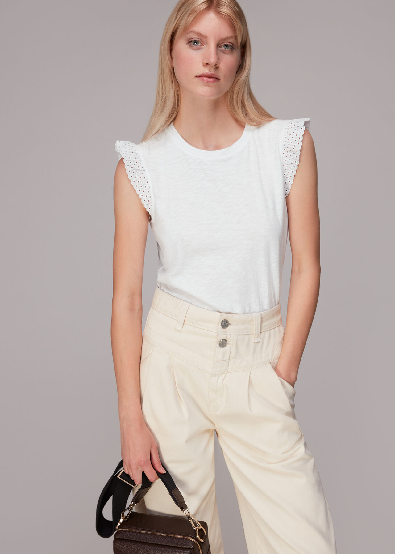Broderie Frill Sleeve Tee