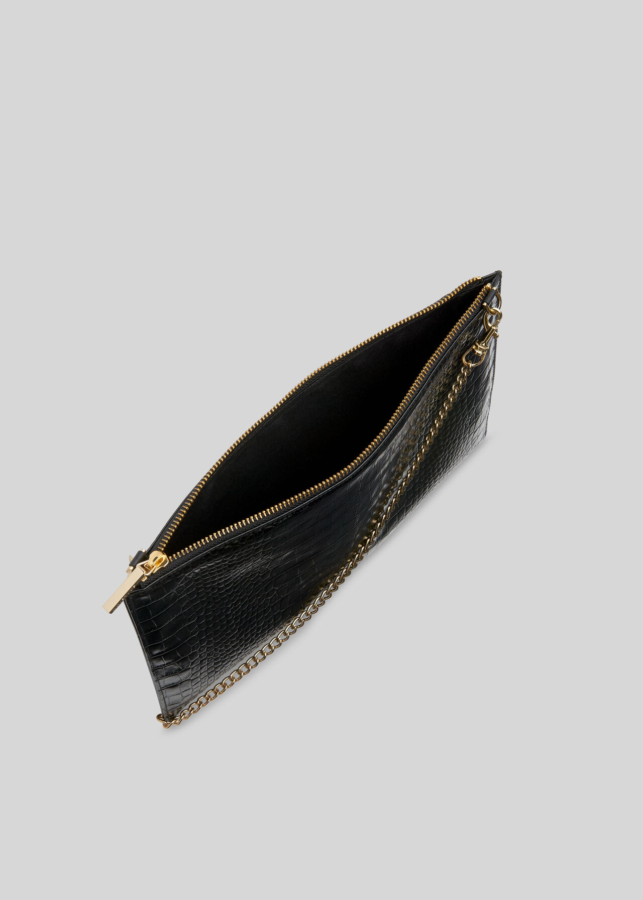 Shiny Croc Rivington Clutch Black