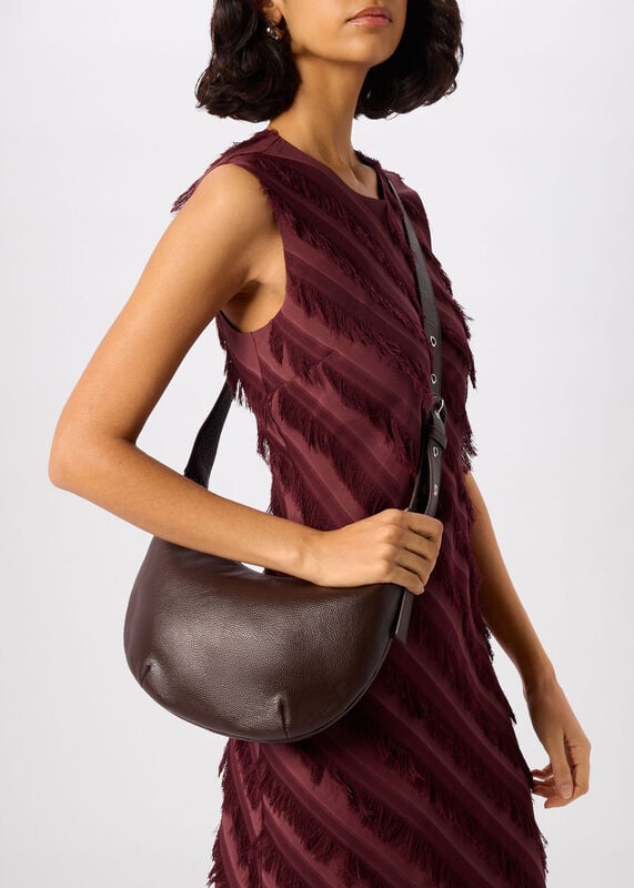 Chocolate Small Sia Curved Crossbody Bag