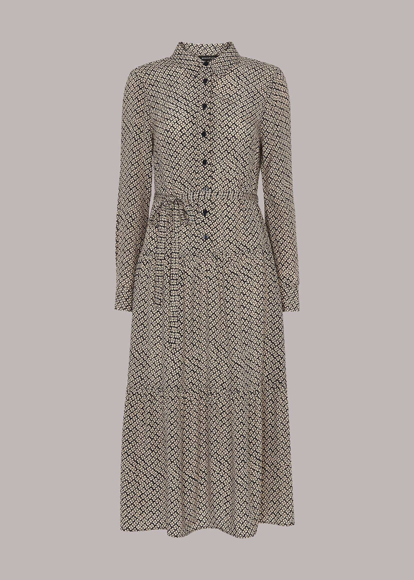 Navy/Multi Clover Print Shirt Dress | WHISTLES | Whistles US |
