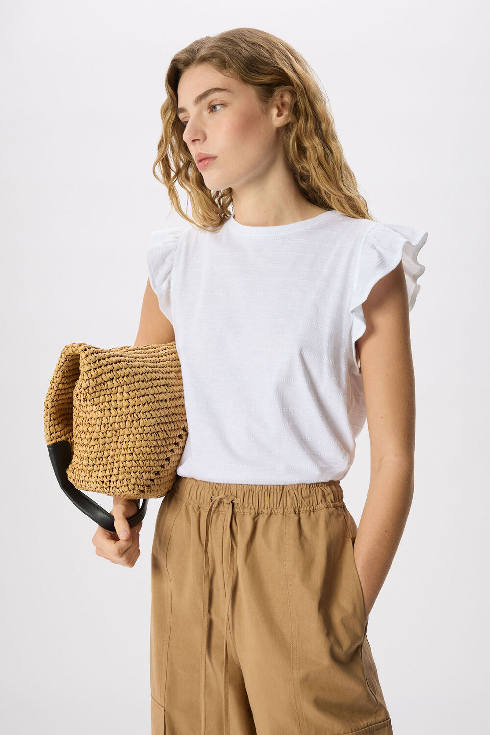Frill Sleeve Broderie Tee