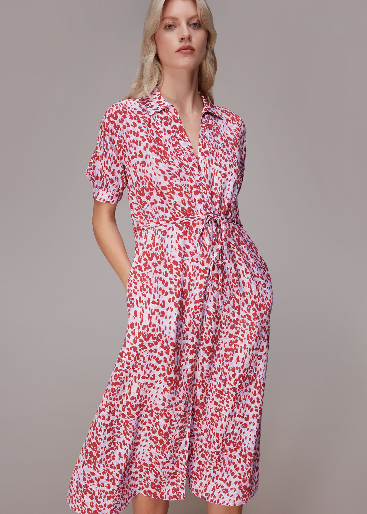 Pink/Multi Summer Cheetah Midi Dress | WHISTLES