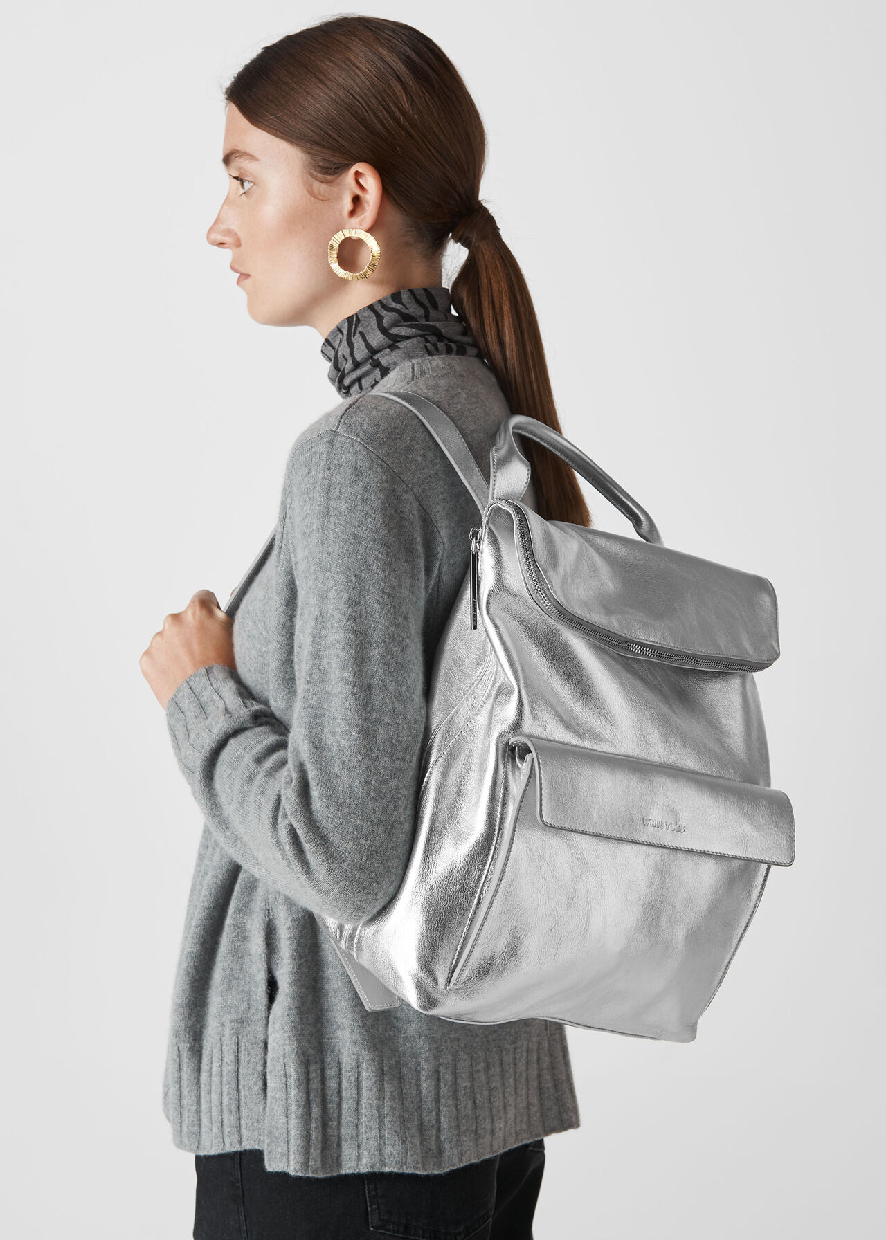 Silver Metallic Verity Backpack, WHISTLES