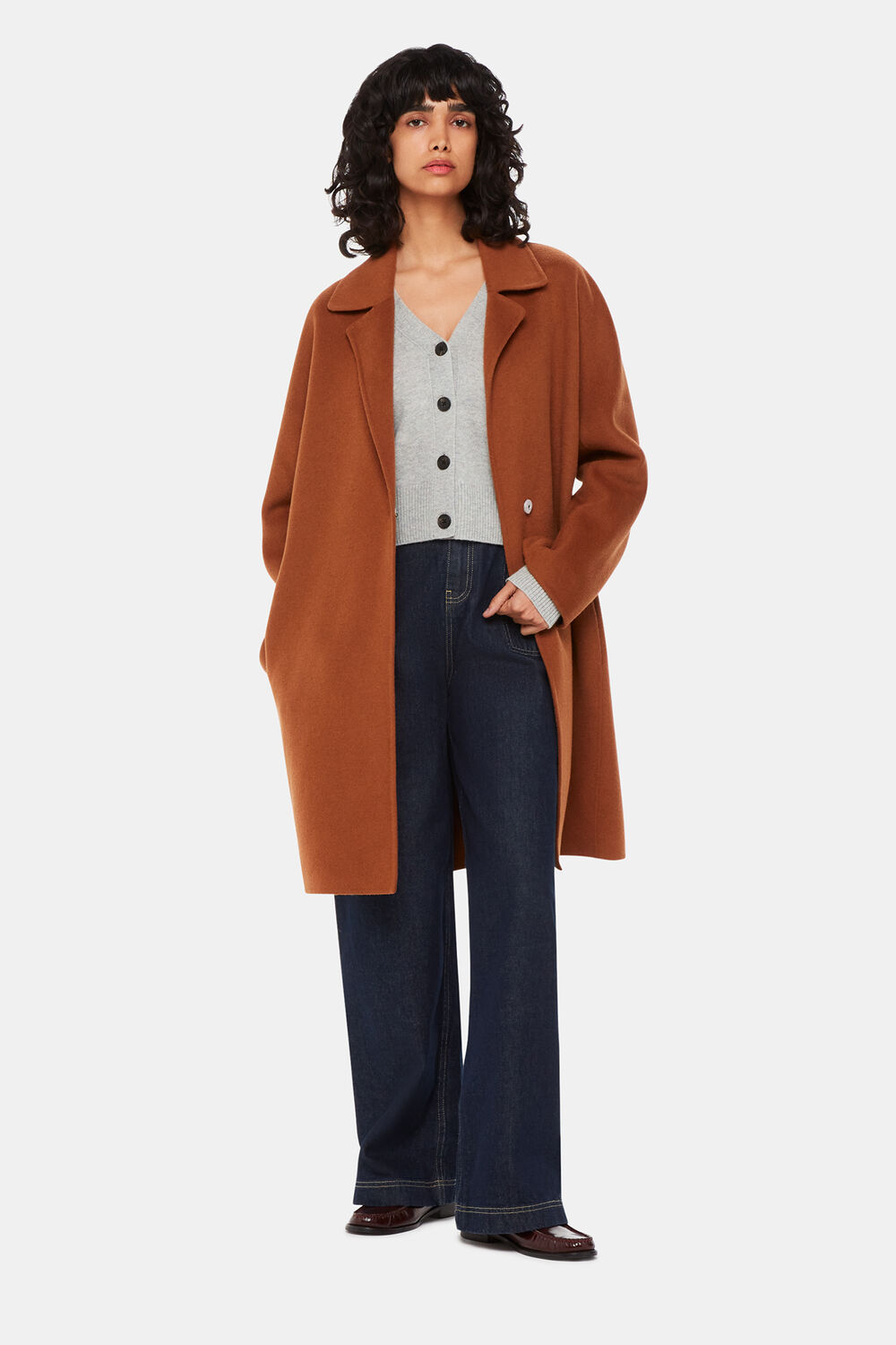 Wool Cropped V Neck Cardigan
