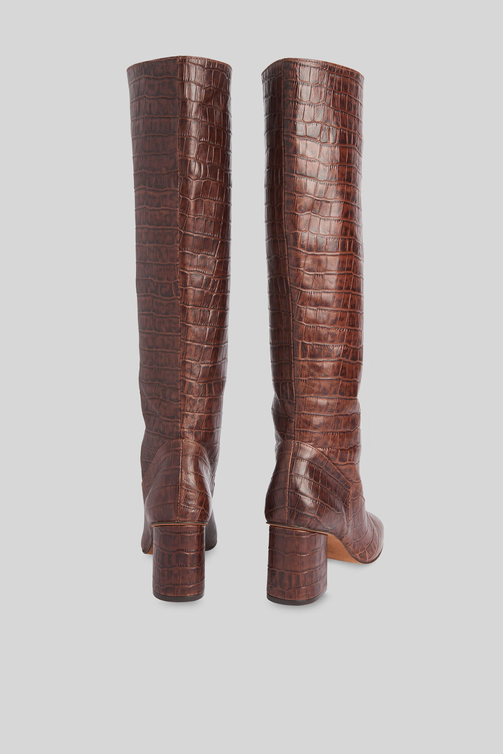 Hazel Croc Knee High Boot Brown