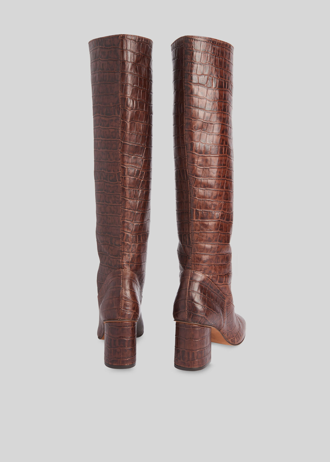 Hazel Croc Knee High Boot Brown